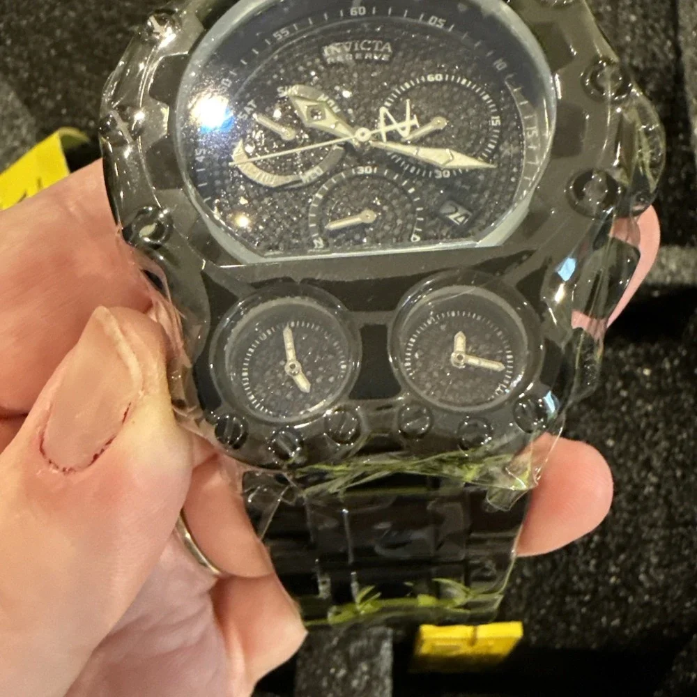 Invicta Bolt Magnum Tria 2.5 CTW Black Diamond Steel Swiss Chrono 52mm Watch New